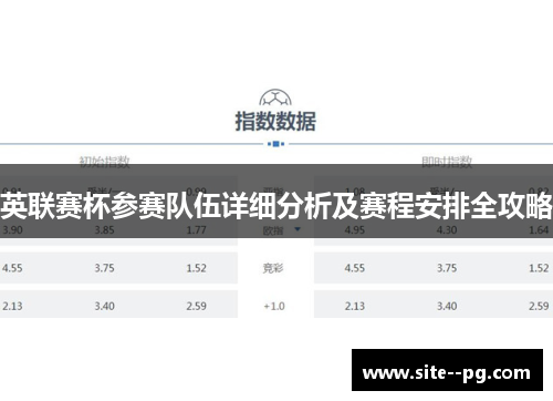 英联赛杯参赛队伍详细分析及赛程安排全攻略