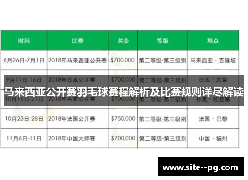 马来西亚公开赛羽毛球赛程解析及比赛规则详尽解读