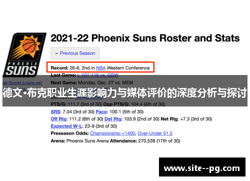 德文·布克职业生涯影响力与媒体评价的深度分析与探讨